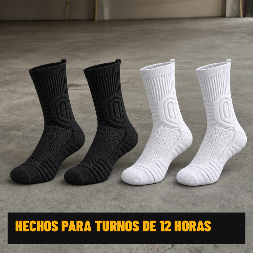 Calcetines de trabajo Talón Firme en negro y blanco