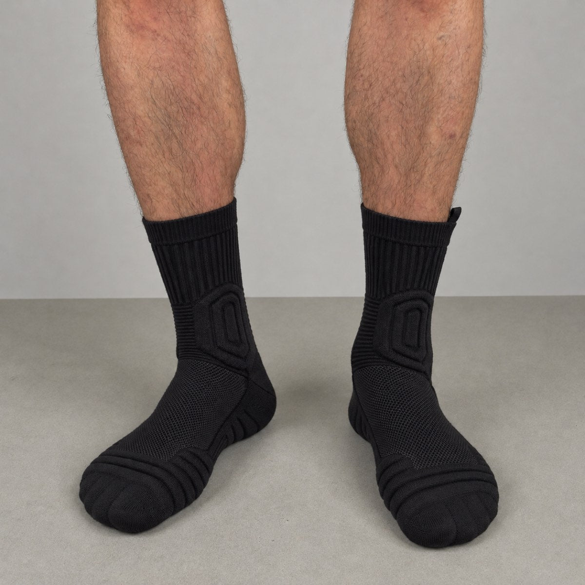 Talón Firme socks worn, showing the cuff and fit