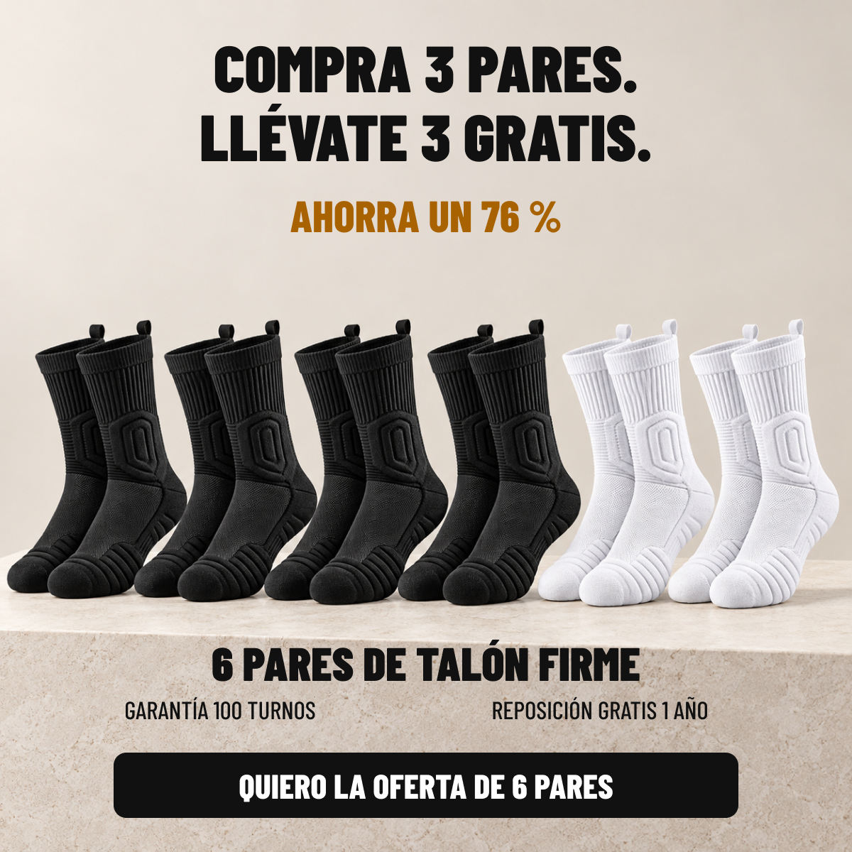 Compra 3 pares y llévate 3 gratis de Talón Firme