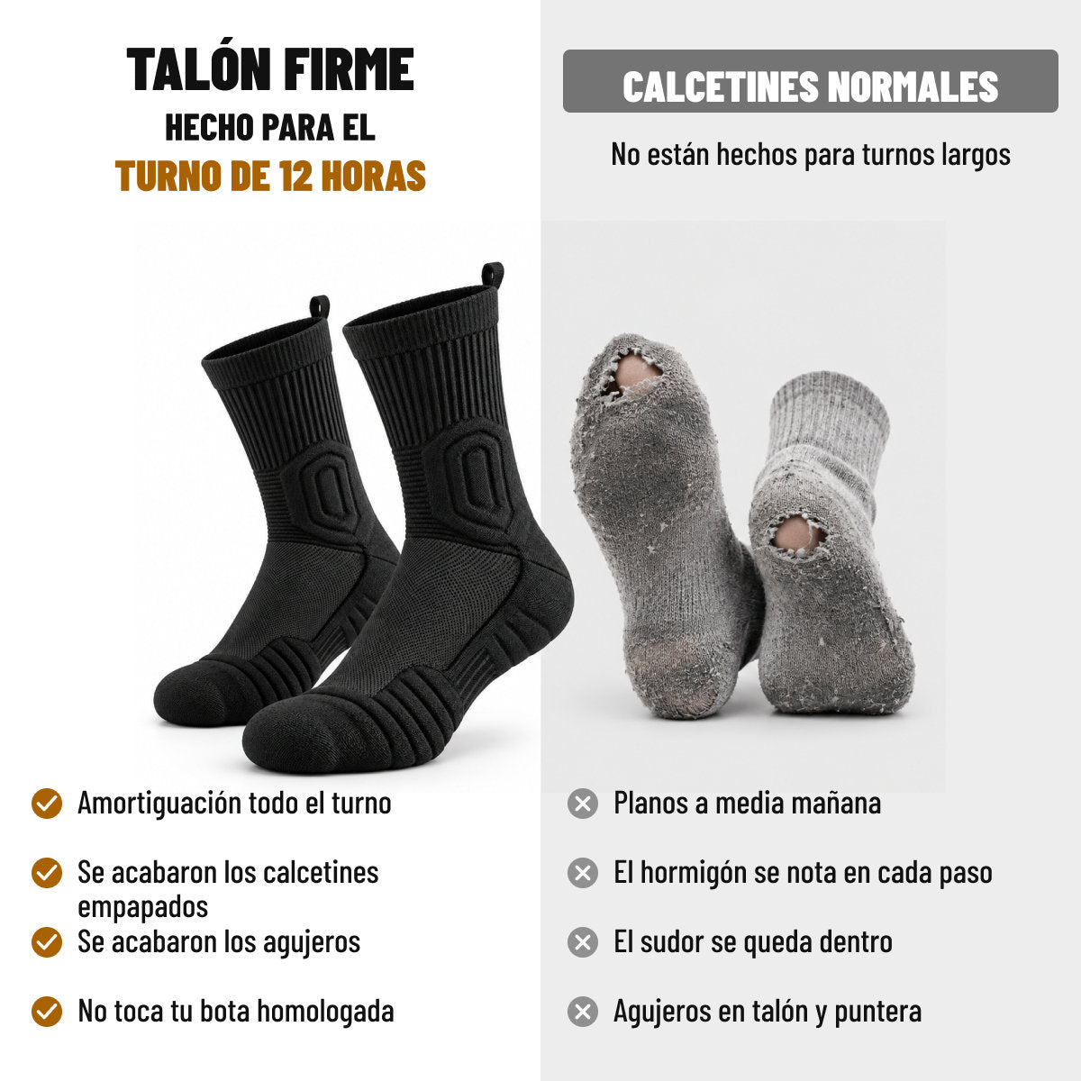 Talón Firme comparado con calcetines normales